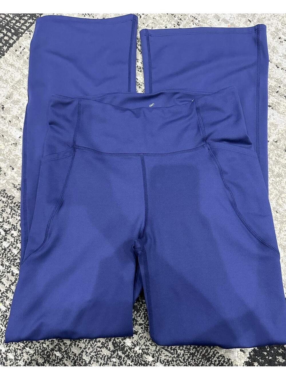 Freely Women's Blue Solid High Rise Ankle Stretch Leggings Pockets, L